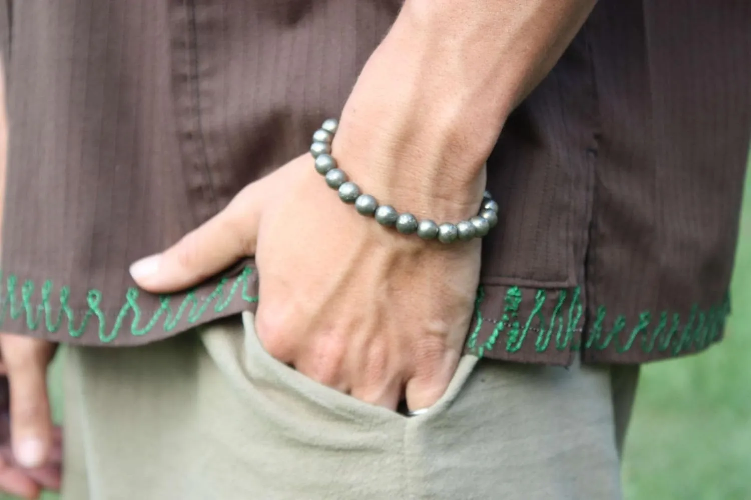 Iron Pyrite Bracelet - 8mm Crystal for Solar Plexus & Prosperity