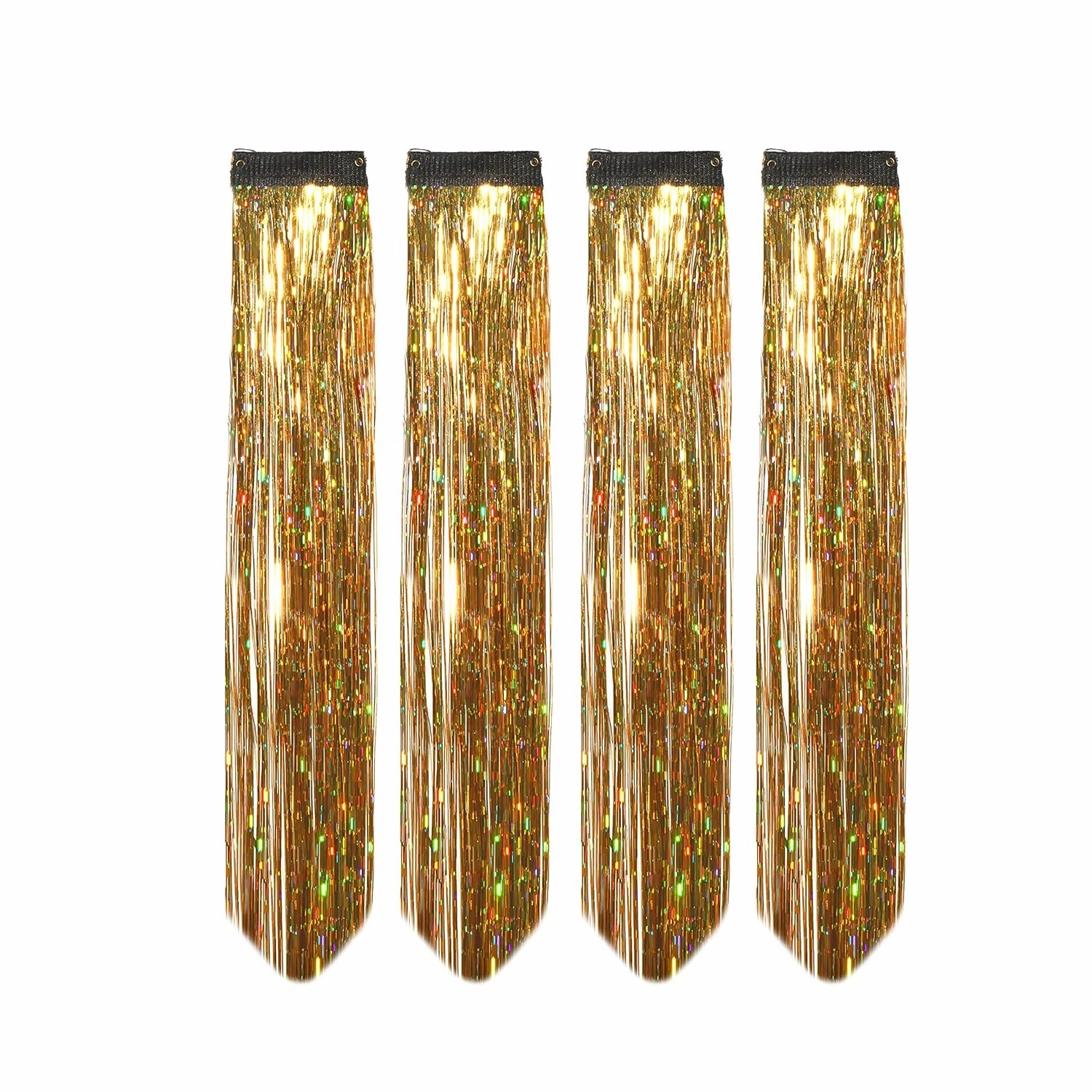 JALS Hair Streak Glitter Hair Extension Highlighter For Women And Girls Set Of 4 pc Golden