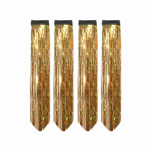 JALS Hair Streak Glitter Hair Extension Highlighter For Women And Girls Set Of 4 pc Golden