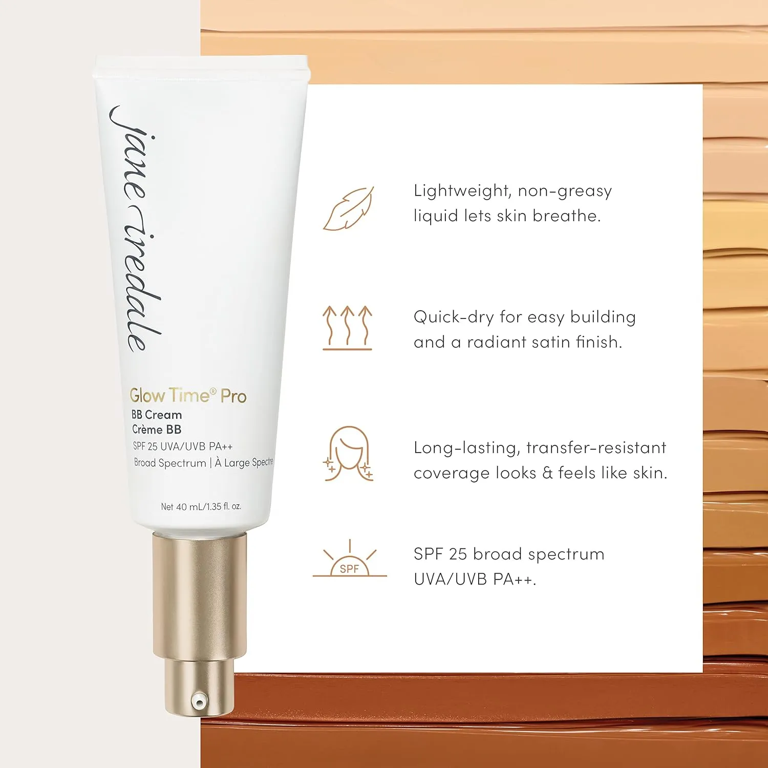 jane iredale Glow Time Pro BB Cream | Weightless Blemish Concealer with Buildable Coverage | SPF 25 Broad Spectrum Sun Protection | Satin Finish