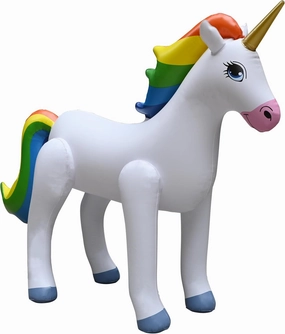 Jet Creations Inflatable 30" H Standing Rainbow Unicorn, Party Decorations Magical Sparkles Colorful Poolside Toy for Endless Fun Decor Balloons Kids Birthday