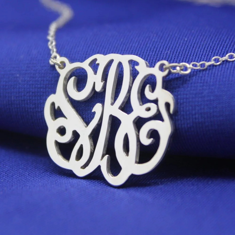 JOELLE Monogram Necklace Sterling Silver Custom Any Initial Name Necklace for Women
