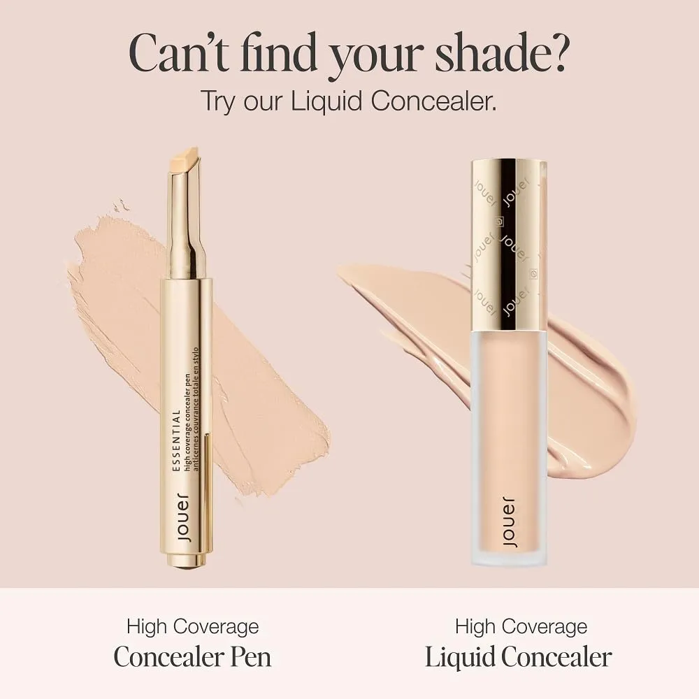 Jouer Essential High Coverage Crème Concealer Pen | Medium to Full Coverage | Healthy Ingredients | Paraben, Gluten & Cruelty Free | Vegan Friendly, Chiffon- Light skin with yellow undertones