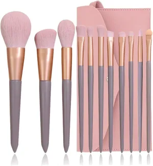 JSEIAJB 11 Pieces of Milk Tea Powder Makeup Brush Set Eye Shadow Brush Complete Set of Beauty Tools