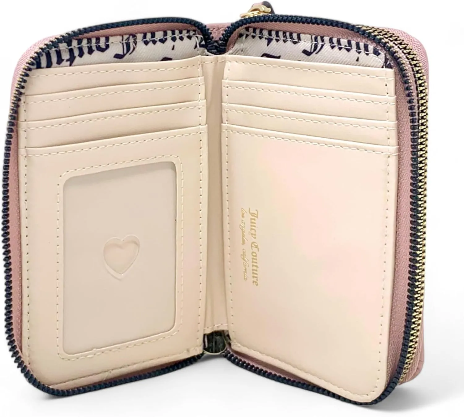Juicy Couture Women's Medium Double Zip Around Wallet (Dusty Blush w/Pink)