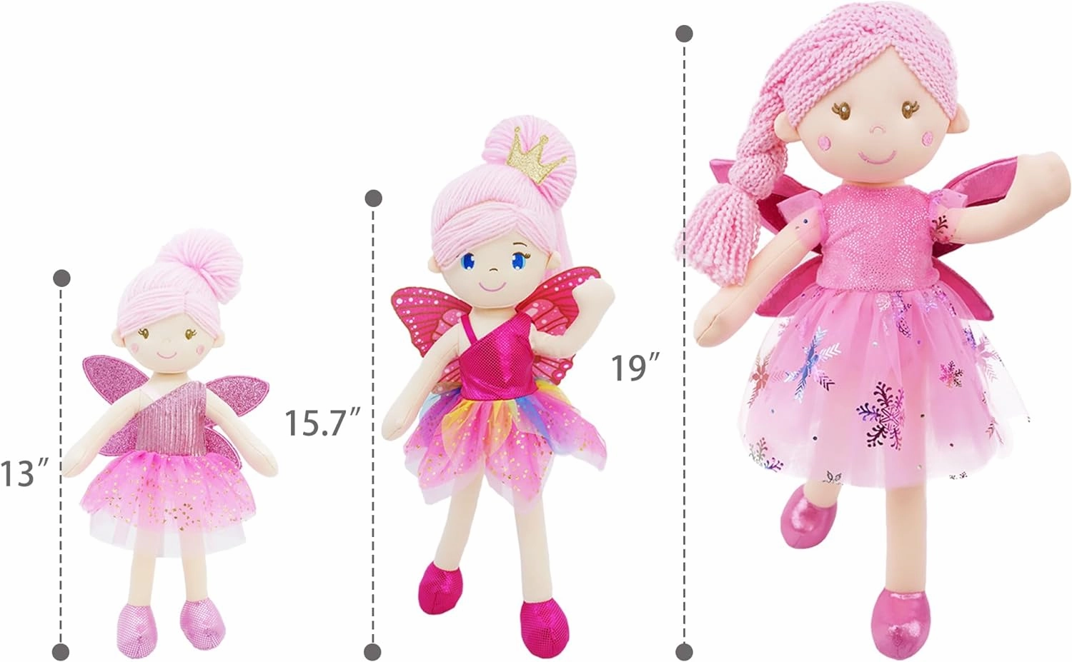 June Garden 12" Enchanted Garden Fairy Doll Joyce - Plush Stuffed Soft Doll Girl Gift - Gold Outfit and Wings