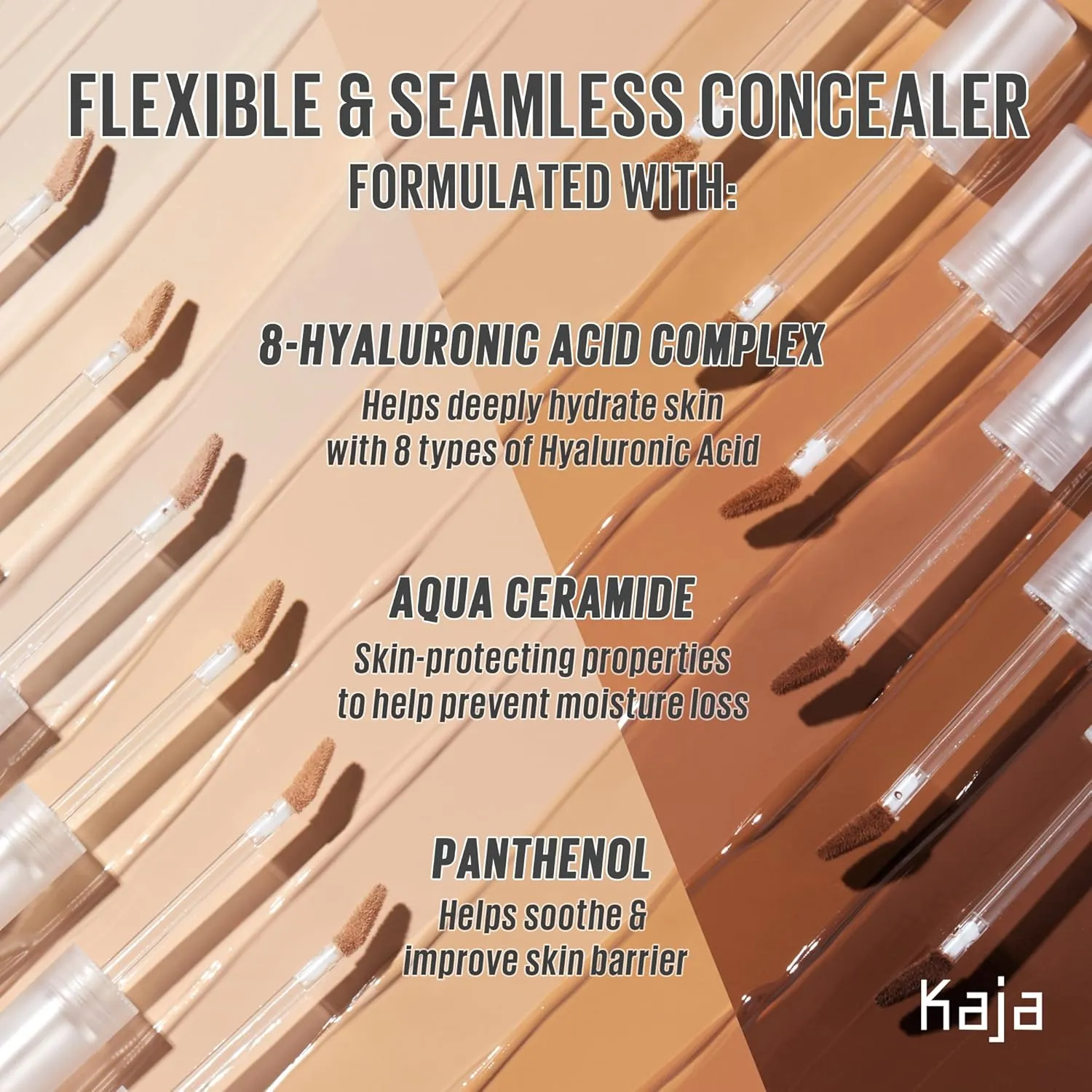 Kaja Liquid Concealer - Don't Settle | with Aqua Ceramide, Hydrating, Buildable, Lightweight, Seamless Coverage, 01 Sweet Rice, 0.21 Oz