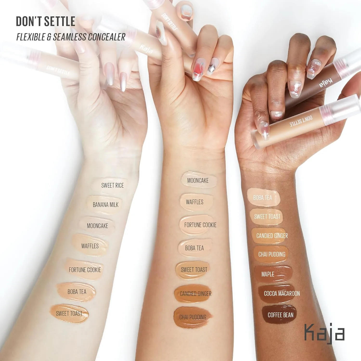Kaja Liquid Concealer - Don't Settle | with Aqua Ceramide, Hydrating, Buildable, Lightweight, Seamless Coverage, 01 Sweet Rice, 0.21 Oz