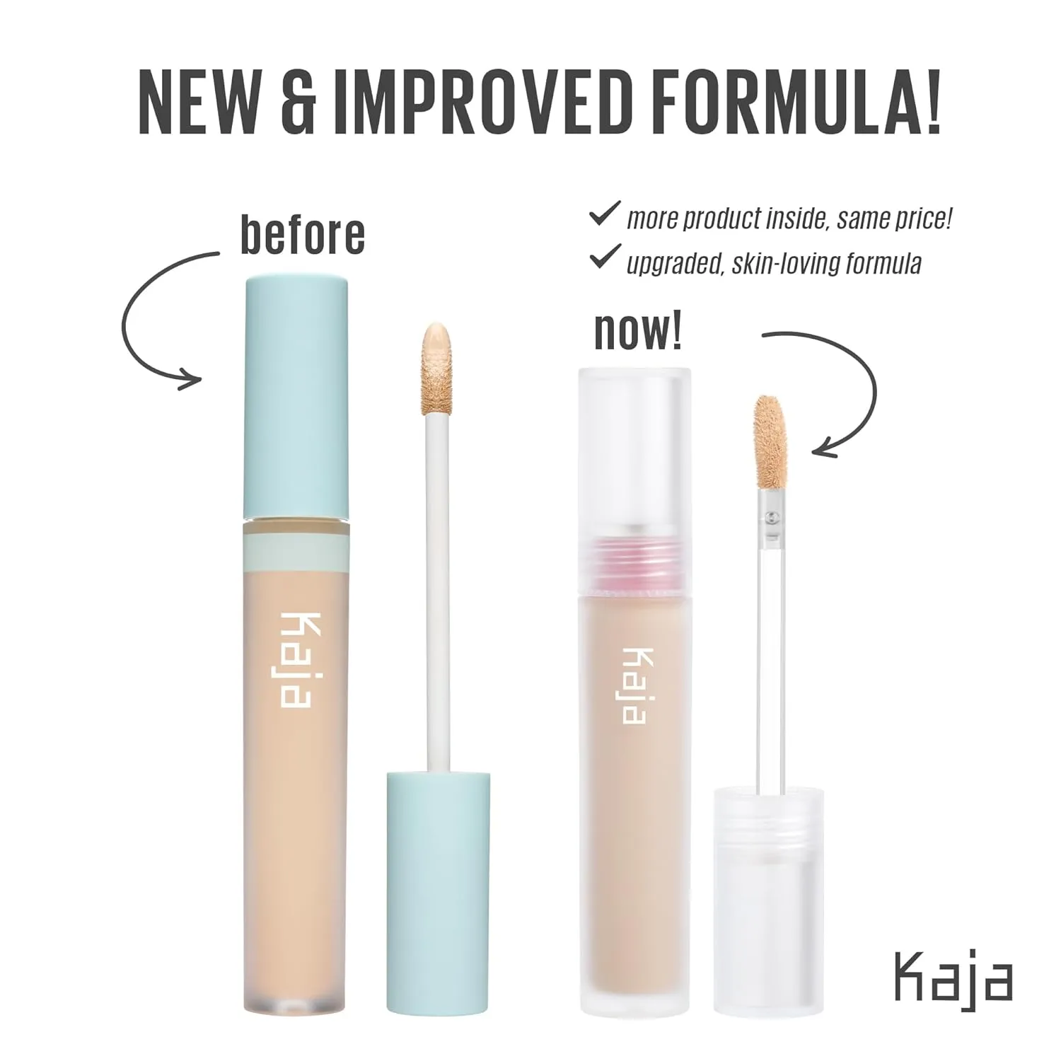 Kaja Liquid Concealer - Don't Settle | with Aqua Ceramide, Hydrating, Buildable, Lightweight, Seamless Coverage, 01 Sweet Rice, 0.21 Oz