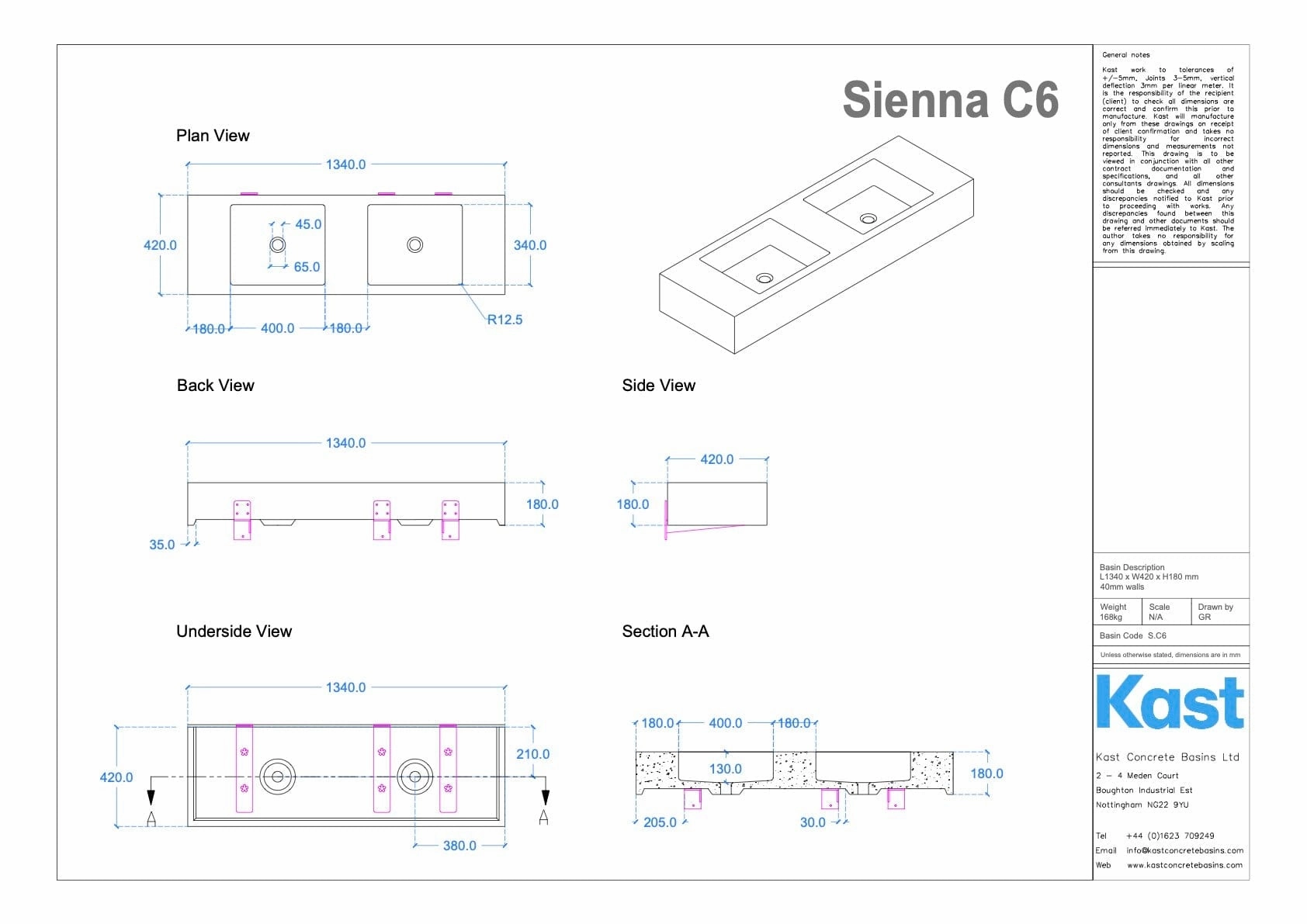 Kast Sienna Concrete Basin