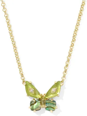 Kendra Scott Womens Bianca Butterfly Short Pendant Necklace Gold Green Mix One Size One Size