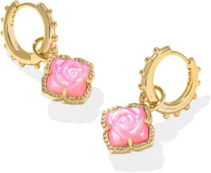 Kendra Scott Womens Mallory Rose Huggie Earrings Gold Blush Ivory Mother of Pearl One Size One Size