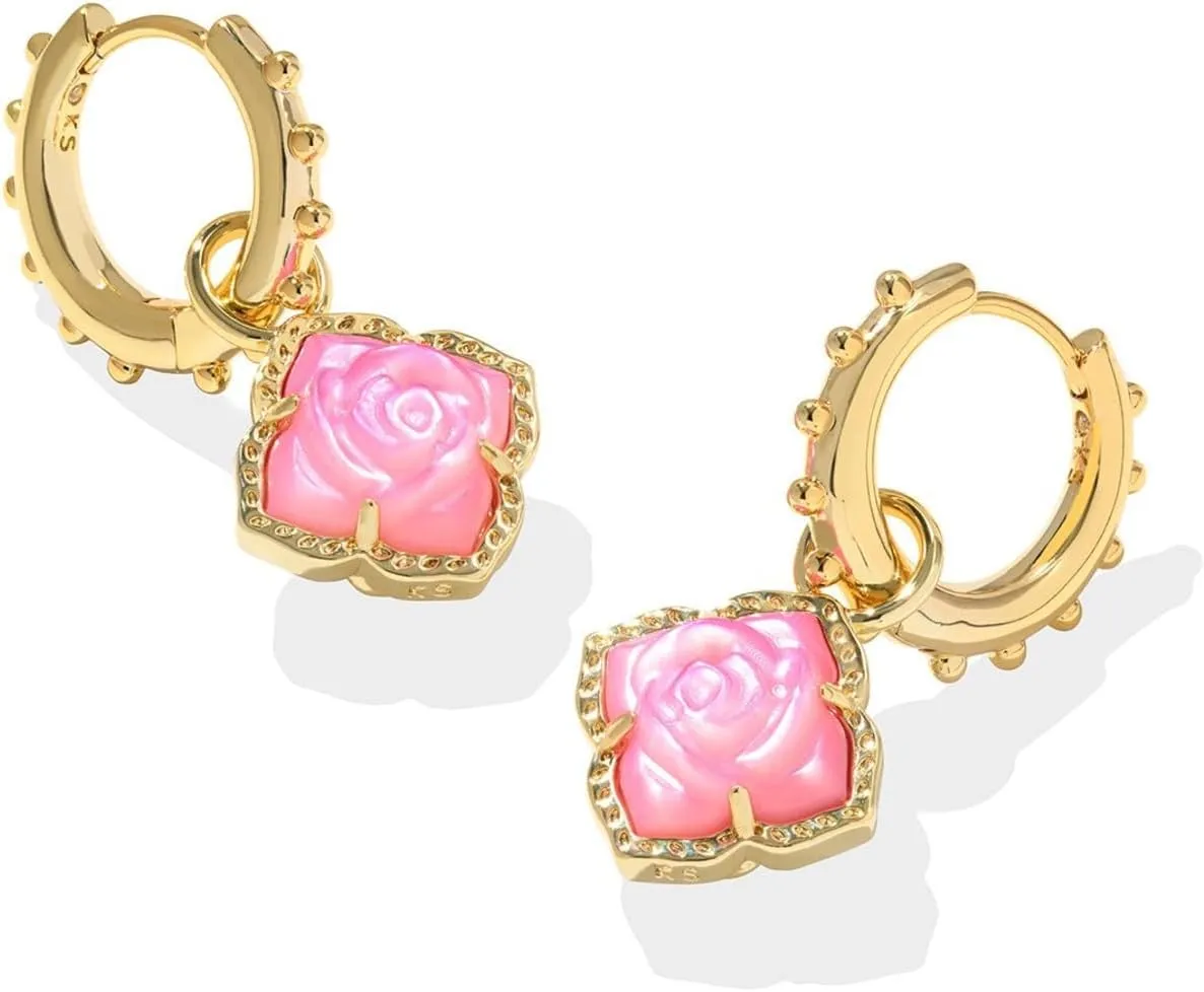 Kendra Scott Womens Mallory Rose Huggie Earrings Gold Blush Ivory Mother of Pearl One Size One Size