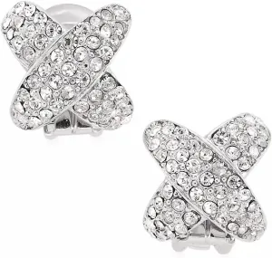 Kenneth Jay Lane Gold and Silver Pave Crystal Button Clip-On Earrings