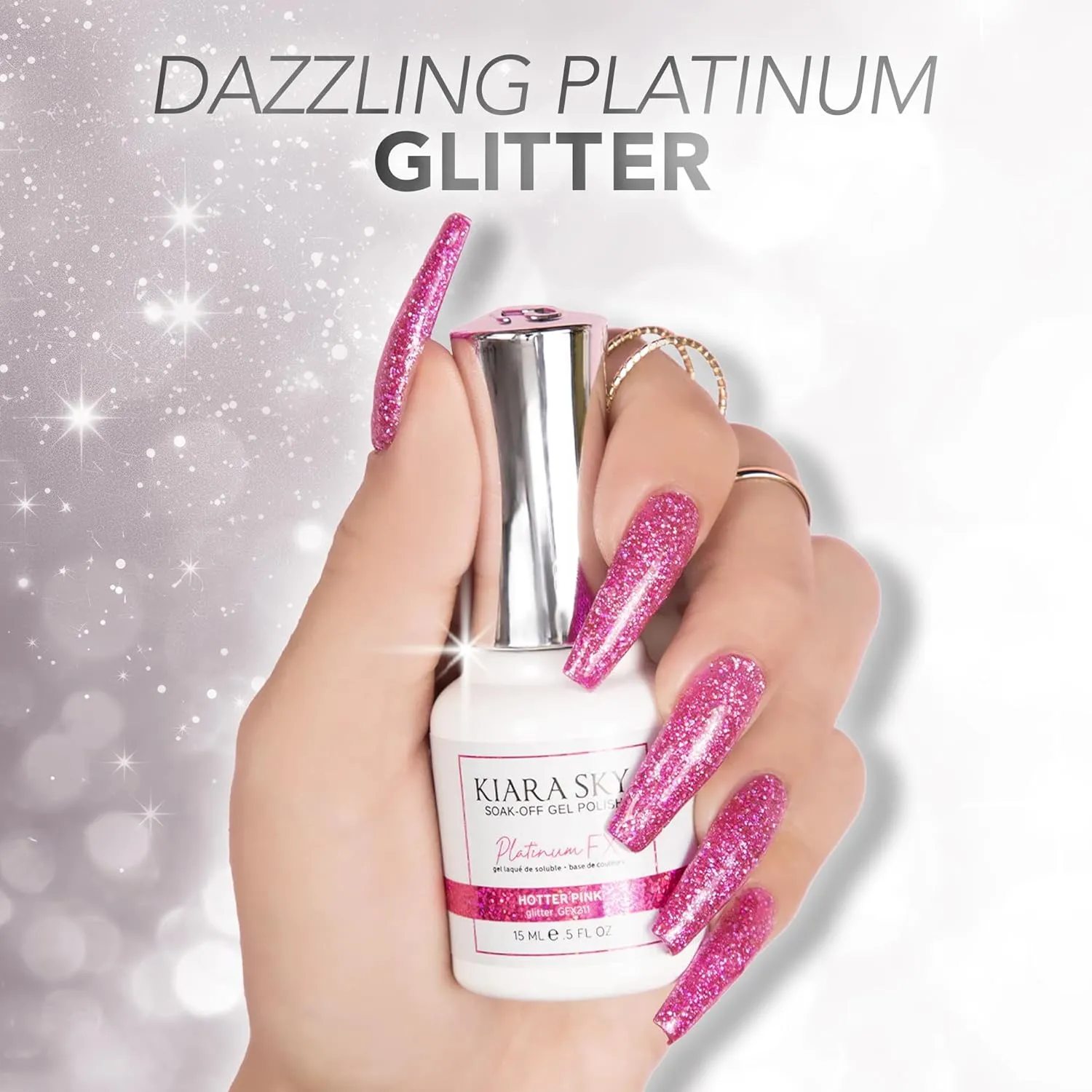 KIARA SKY Gel Polish PlatinumFX Reflective Glitter with sparkle foil effect 0.5 fl oz, Deep Sea (cobalt blue)