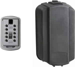 Kidde AccessPoint 001170 KeySafe Original Slimline Push Button Combination Permanent Key Lock Box, 2-Key, Titanium Gray & AccessPoint 001375 KeySafe Weather Cover, Permanent Slimline,Black
