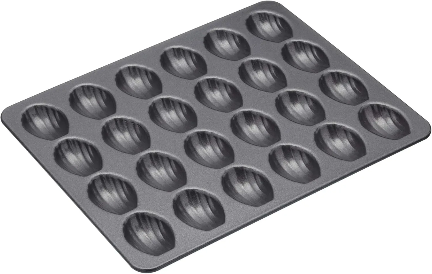Kitchen Craft MasterClass KCMCHB92 Madeleine Tray with PFOA Non Stick, Robust 1mm Carbon Steel, 24 Hole Cake Mould, Grey