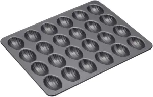 Kitchen Craft MasterClass KCMCHB92 Madeleine Tray with PFOA Non Stick, Robust 1mm Carbon Steel, 24 Hole Cake Mould, Grey