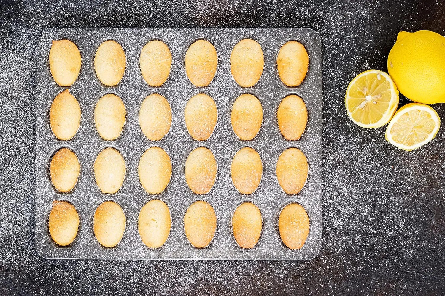 Kitchen Craft MasterClass KCMCHB92 Madeleine Tray with PFOA Non Stick, Robust 1mm Carbon Steel, 24 Hole Cake Mould, Grey