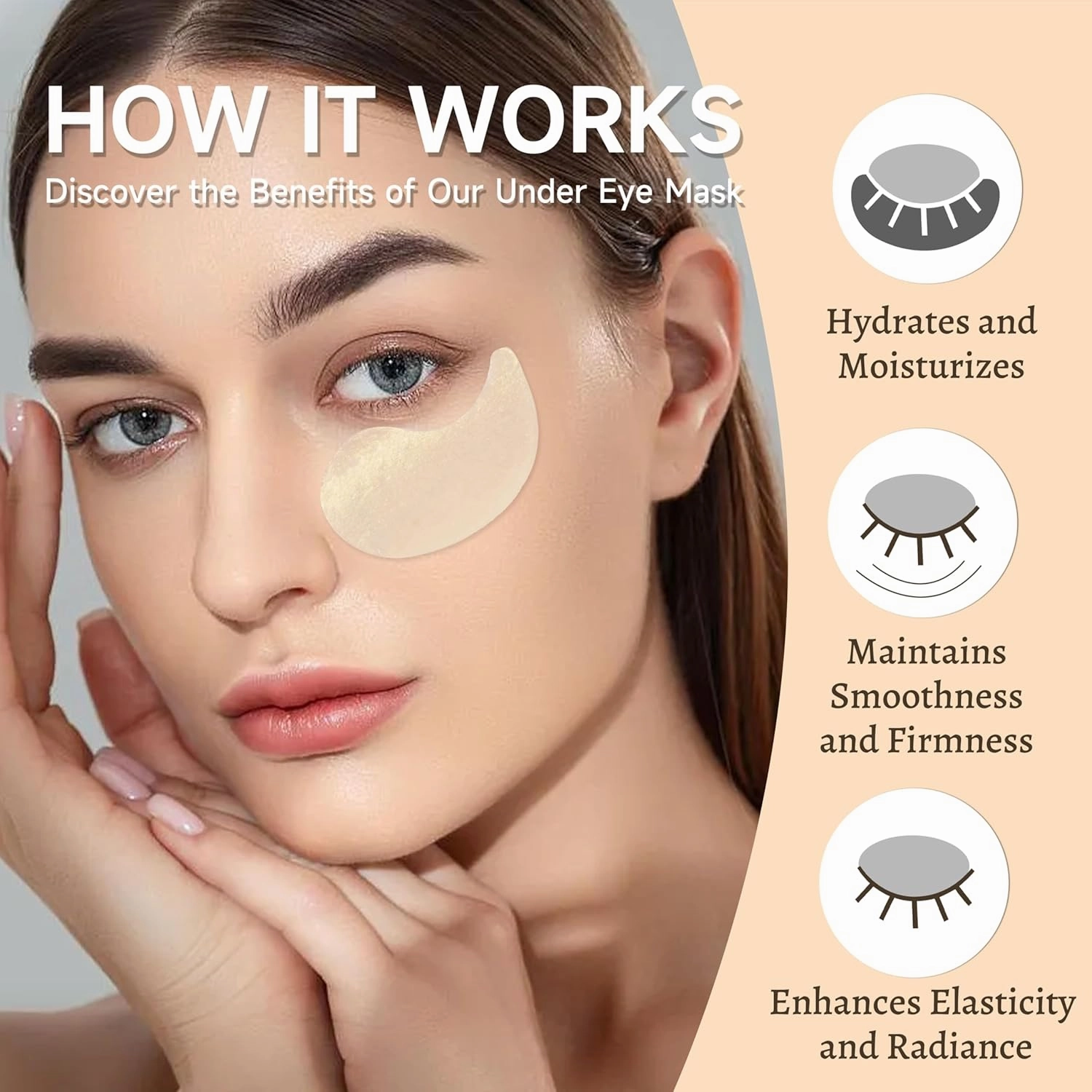 Korean Under Eye Patches for Skin Damage Repair,Skin Care Under Eye Masks for Nourishing,Cooling Effect,Eye Skincare Pads for UP-lifting,Eye Mask for Improve Elasticity of Skin Around Eyes