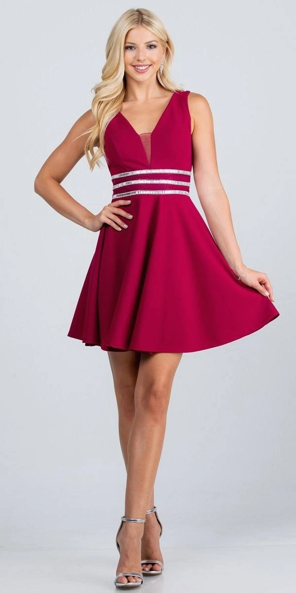 La Scala 25408 Sleeveless Embellished Waist Short Cocktail Dress