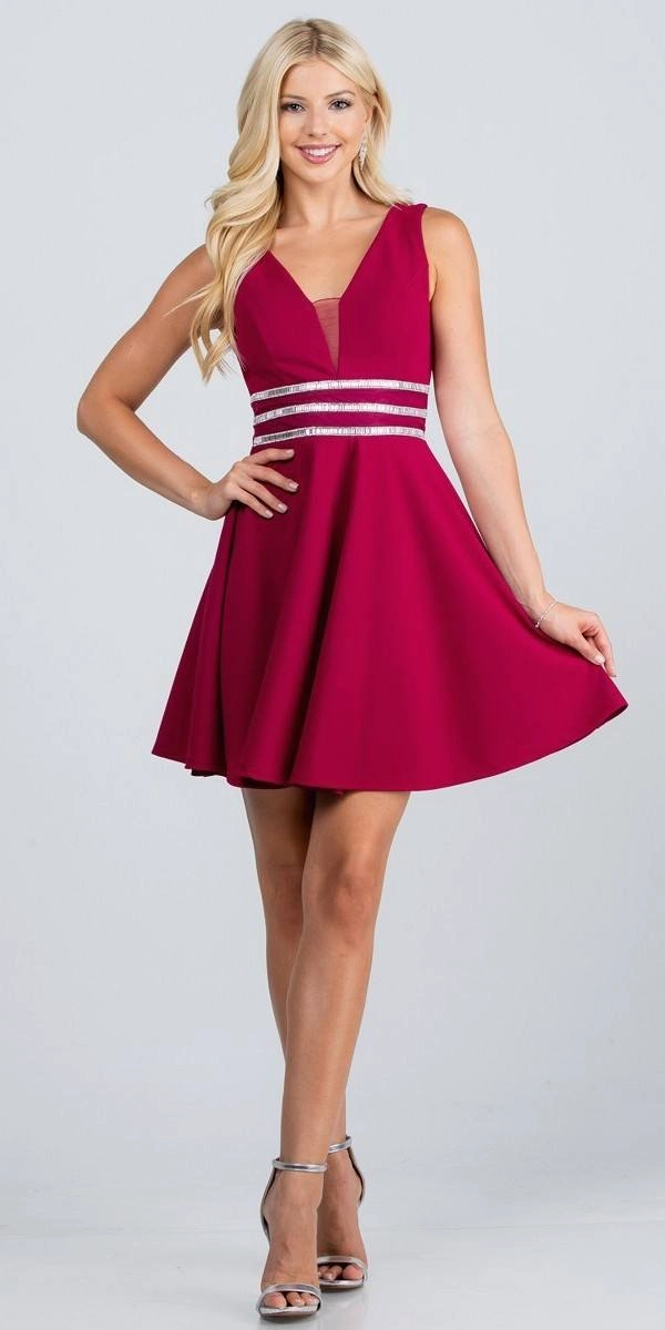 La Scala 25408 Sleeveless Embellished Waist Short Cocktail Dress