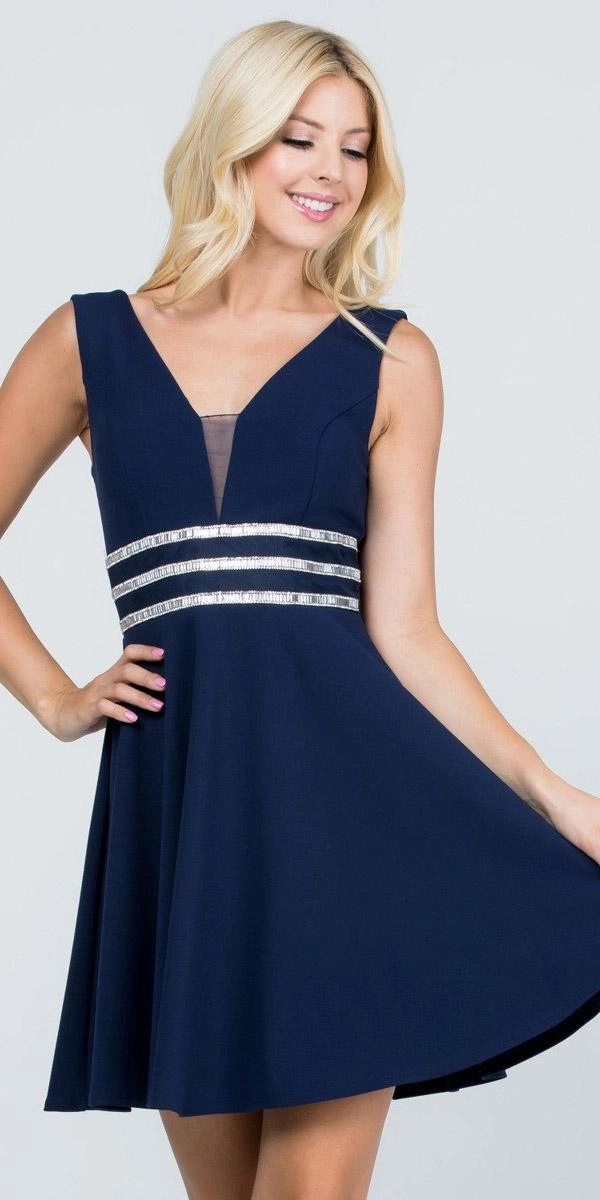 La Scala 25408 Sleeveless Embellished Waist Short Cocktail Dress