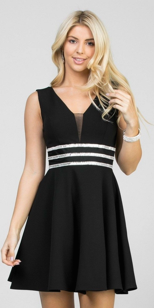 La Scala 25408 Sleeveless Embellished Waist Short Cocktail Dress