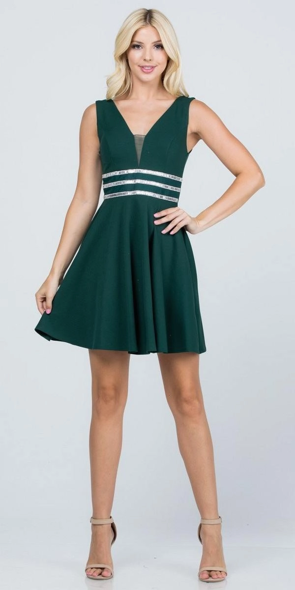 La Scala 25408 Sleeveless Embellished Waist Short Cocktail Dress