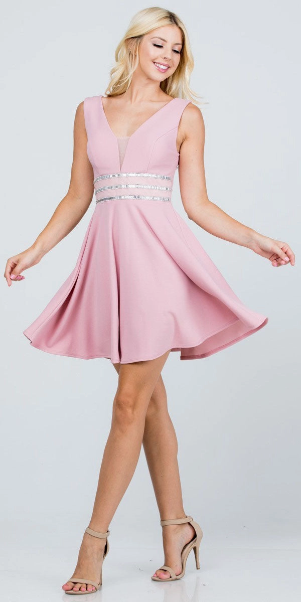 La Scala 25408 Sleeveless Embellished Waist Short Cocktail Dress