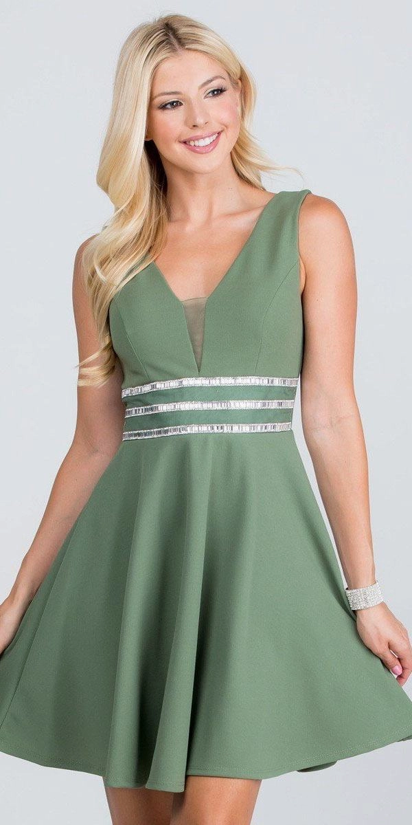 La Scala 25408 Sleeveless Embellished Waist Short Cocktail Dress