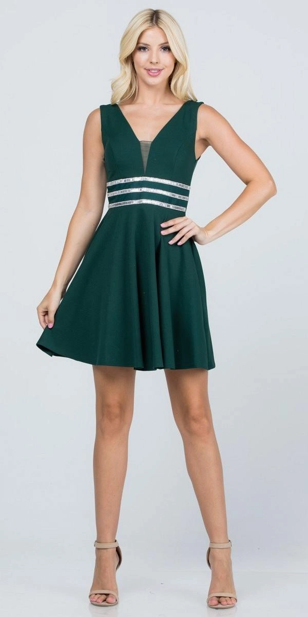 La Scala 25408 Sleeveless Embellished Waist Short Cocktail Dress