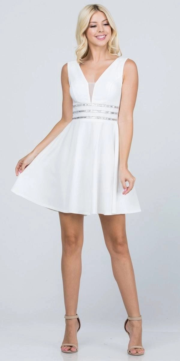 La Scala 25408 Sleeveless Embellished Waist Short Cocktail Dress