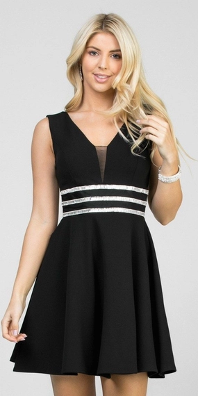 La Scala 25408 Sleeveless Embellished Waist Short Cocktail Dress