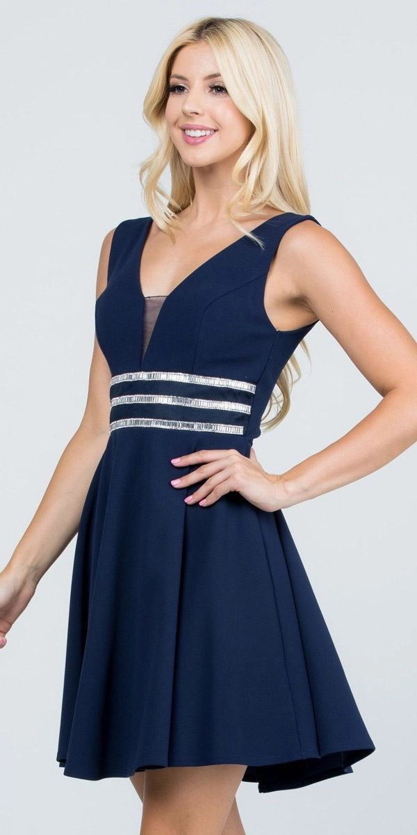 La Scala 25408 Sleeveless Embellished Waist Short Cocktail Dress