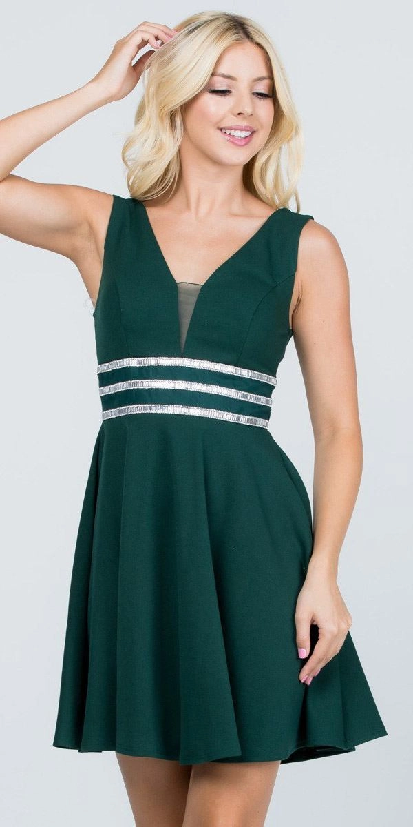 La Scala 25408 Sleeveless Embellished Waist Short Cocktail Dress