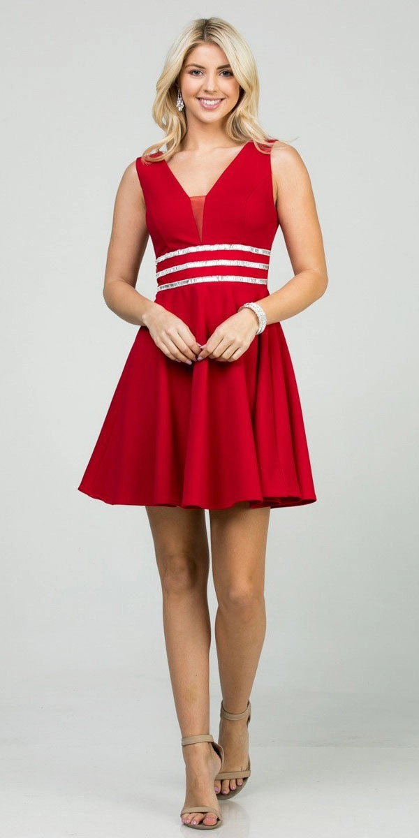 La Scala 25408 Sleeveless Embellished Waist Short Cocktail Dress