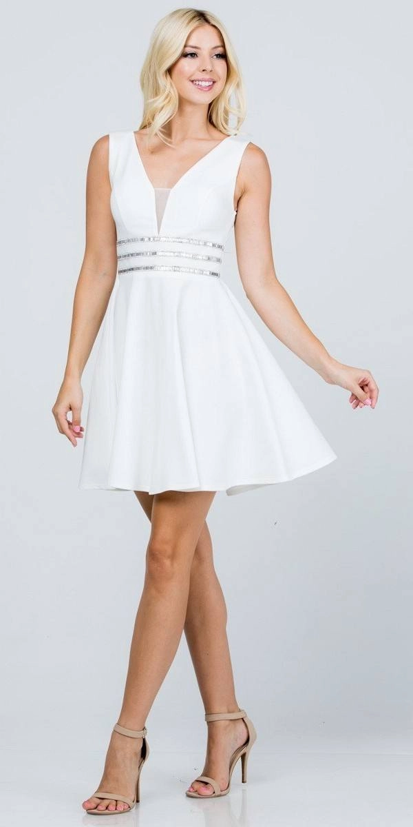 La Scala 25408 Sleeveless Embellished Waist Short Cocktail Dress