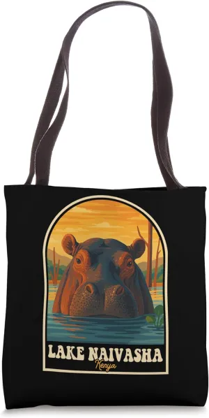 Lake Naivasha Hippo Kenya Retro Travel Art Tote Bag