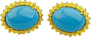 Large particle blue turquoise retro lace luxury inlay hypoallergenic earrings, the best gift for her