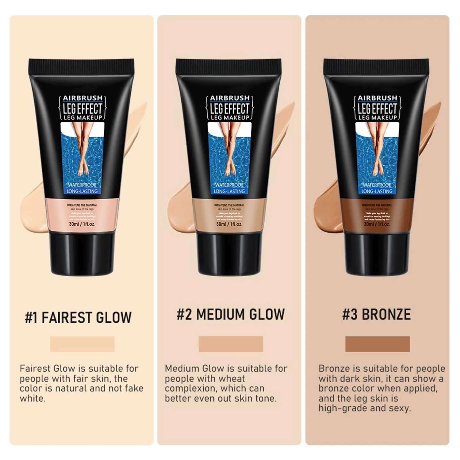 Leg Makeup Waterproof No Transfer,Effectively Cover the Scars of Legs and Body,Long Last Body Foundation - Highly Body Concealer, Fade the Skin Color of Legs (MEDIUM GLOW)