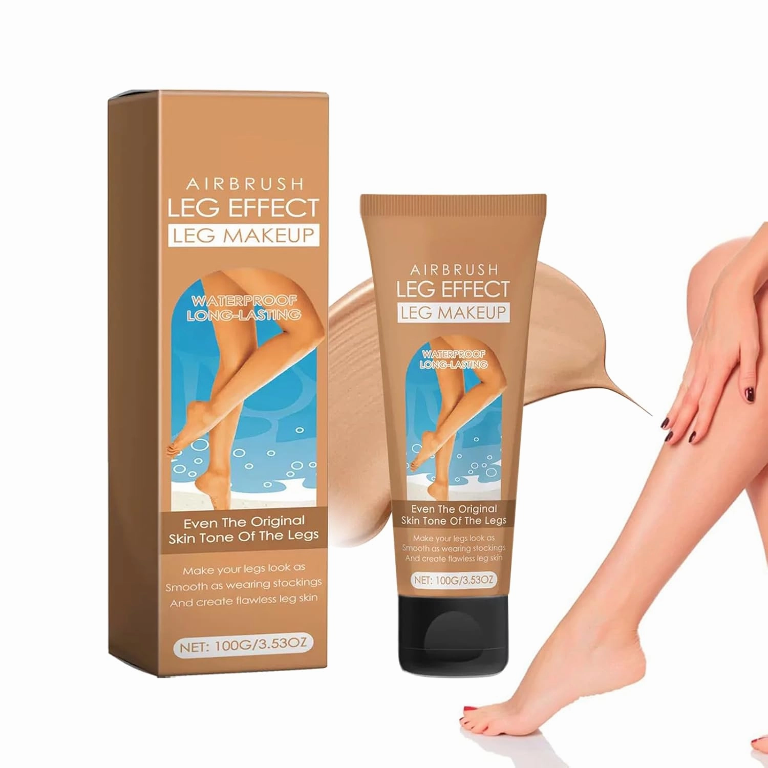 Leg Makeup Waterproof No Transfer,Leg Vein Cover up Makeup,Body Scar Cover up for Tattoo Concealer (Medium Golw)-002