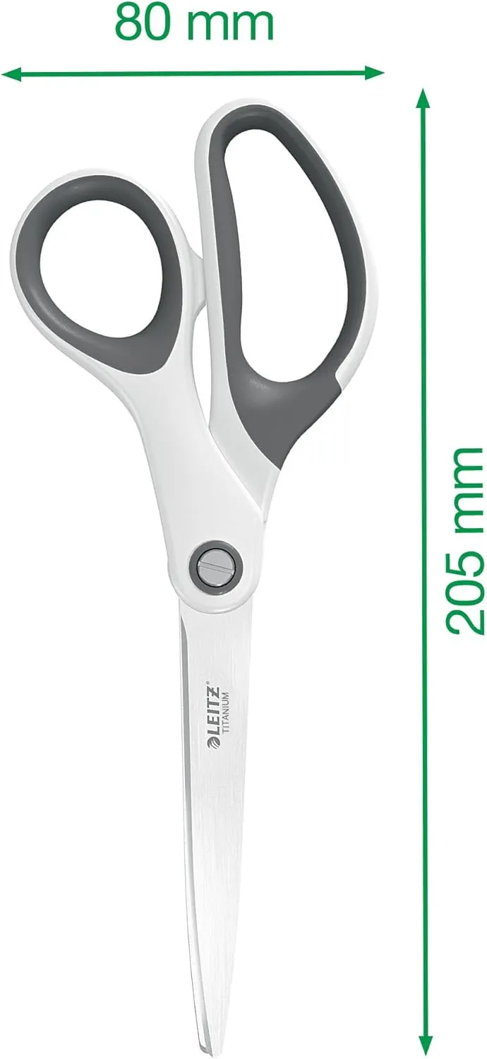 Leitz Titanium Scissors, Right or Left Handed Ambidextrous, 6.7 x 1.5 x 15 cm, Office Stationary, Ergonomic Handle, WOW Range, Pearl White