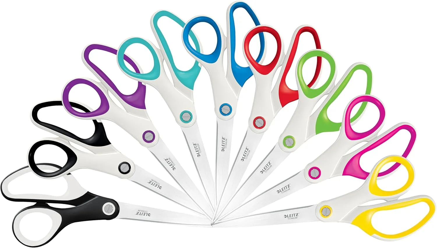 Leitz Titanium Scissors, Right or Left Handed Ambidextrous, 6.7 x 1.5 x 15 cm, Office Stationary, Ergonomic Handle, WOW Range, Pearl White