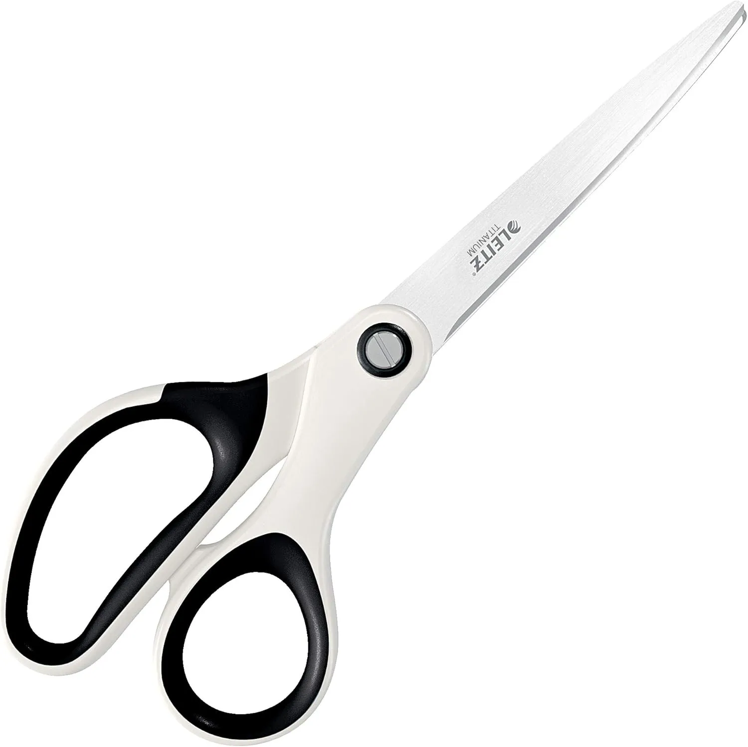 Leitz Titanium Scissors, Right or Left Handed Ambidextrous, 6.7 x 1.5 x 15 cm, Office Stationary, Ergonomic Handle, WOW Range, Pearl White