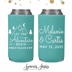 Let The Adventure Begin - Slim 12oz Wedding Can Cooler #63S