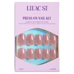 Lilac St - Press on Nails, Afterglow (30 Nails, 15 Sizes) - Short, Almond, Pearl   Glossy, Opaque - Brush-On Nail Glue, Nail File, Cuticle Stick, Prep Pad - Cruelty Free, Vegan, Women Founded