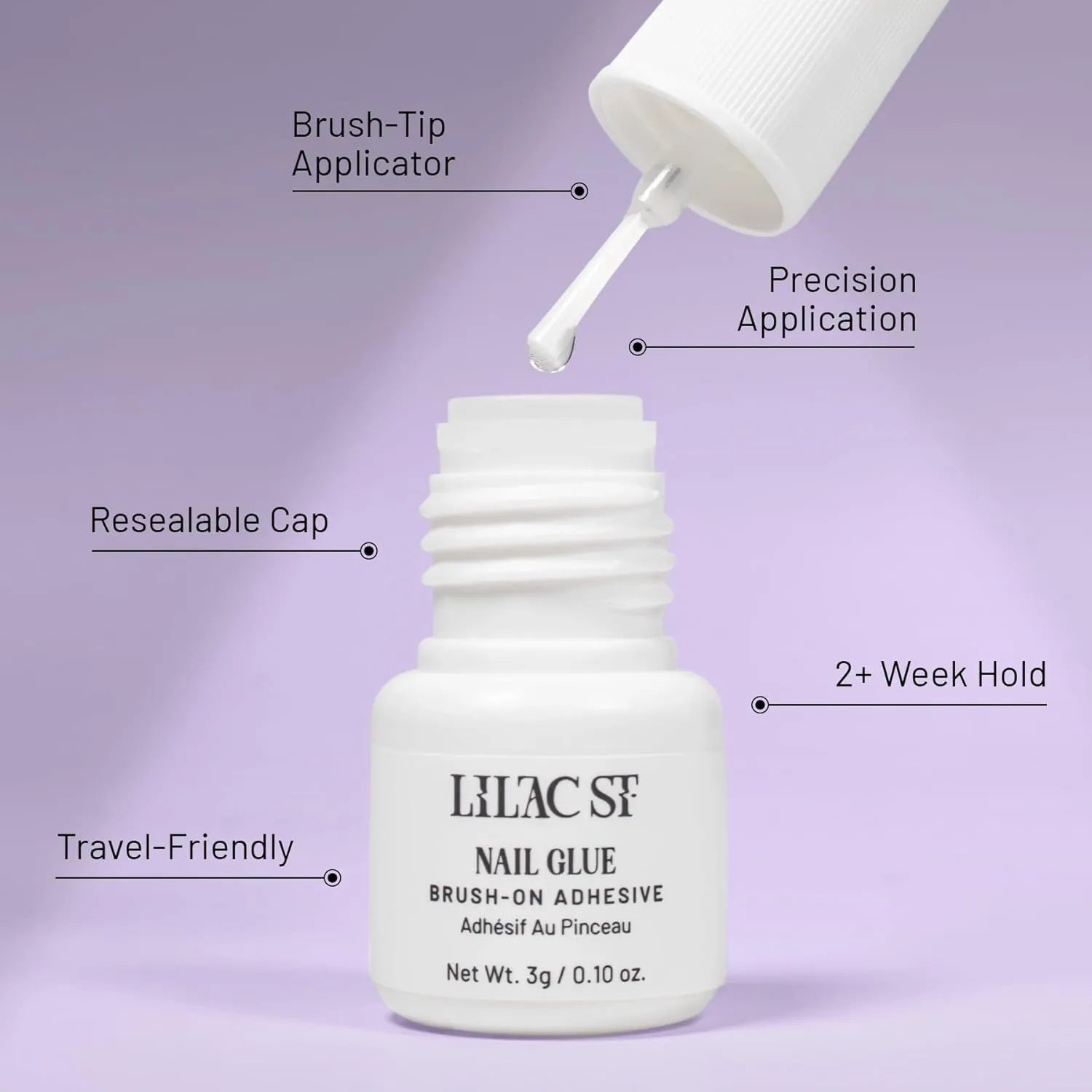 Lilac St - Press on Nails, Afterglow (30 Nails, 15 Sizes) - Short, Almond, Pearl   Glossy, Opaque - Brush-On Nail Glue, Nail File, Cuticle Stick, Prep Pad - Cruelty Free, Vegan, Women Founded