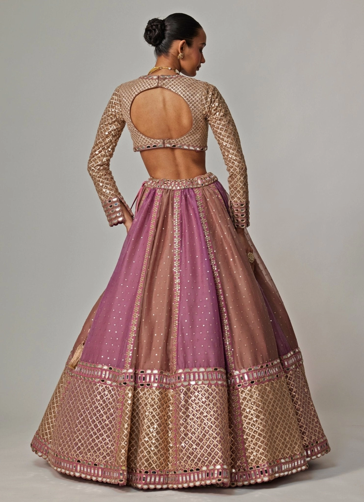 Lilac Multicolour Sequins Embroidered Lehenga Set