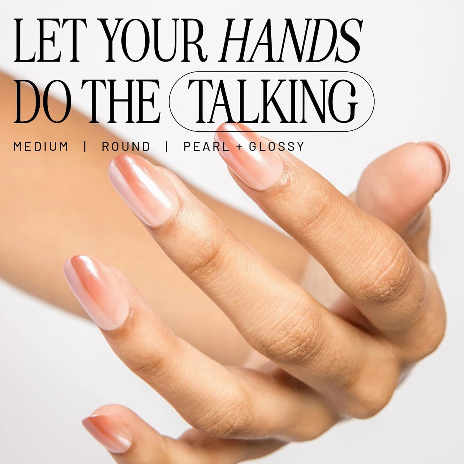 Lilac St - Press On Nails, Blush Touched (30 Nails, 15 Sizes) - Medium, Round, Pearl   Glossy, Opaque - Brush-On Nail Glue, Nail File, Cuticle Stick, Prep Pad - Cruelty Free, Vegan, Women Founded